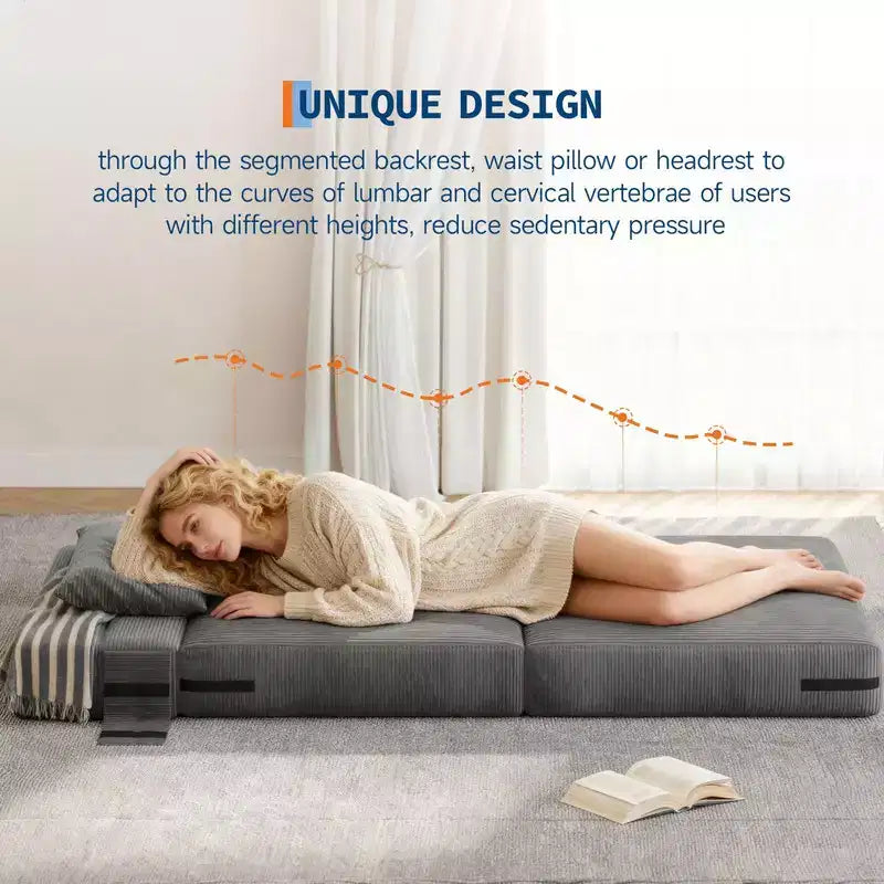 Coolmee Folding Sofa Bed & Chair Bed - Convertible Sleeper, Fold Out Loveseat Sofa Couch with Pillow, Tufted Floor Lounge for Living Room, Bedroom