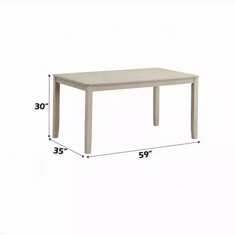 Royal Hampton Dining Table, 59 Inch, Rectangular Top, Antique Bone White Finish