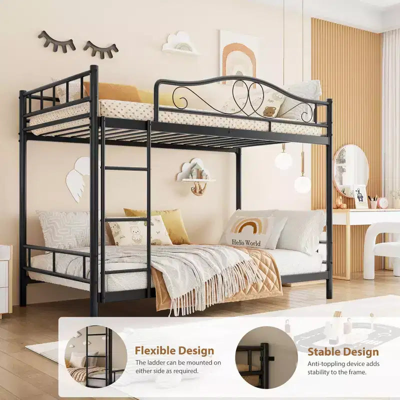 Bunk Bed Twin over Twin, Metal Bunk Bed with Safety Guardrail & Ladder, 400 LBS Weight Capacity, Space-Saving, No Box Spring Needed, Easy Assembly