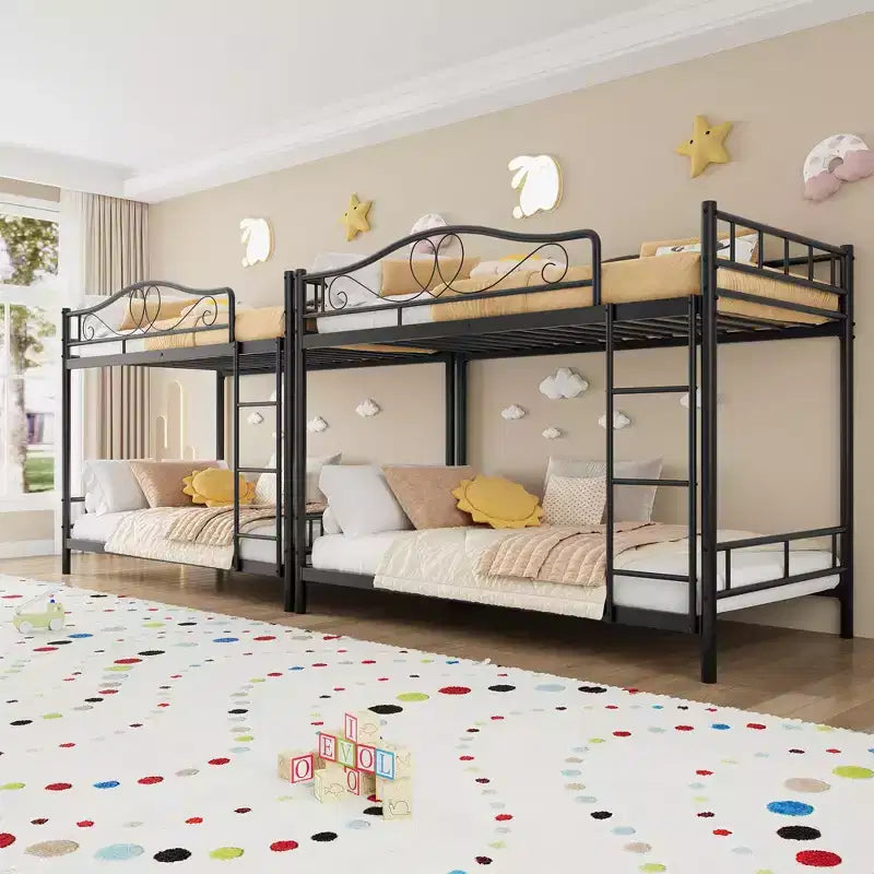Bunk Bed Twin over Twin, Metal Bunk Bed with Safety Guardrail & Ladder, 400 LBS Weight Capacity, Space-Saving, No Box Spring Needed, Easy Assembly