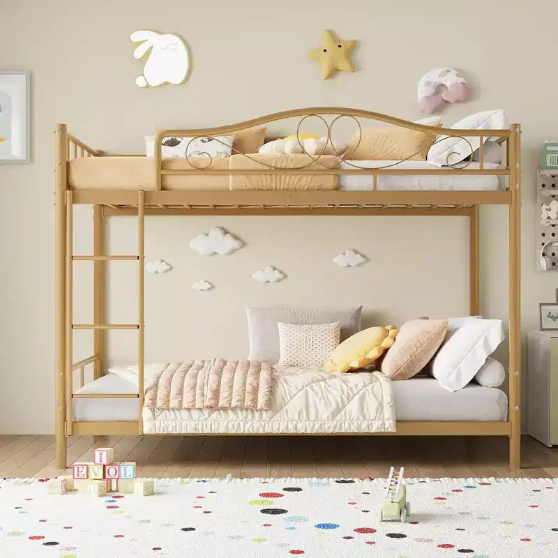 Bunk Bed Twin over Twin, Metal Bunk Bed with Safety Guardrail & Ladder, 400 LBS Weight Capacity, Space-Saving, No Box Spring Needed, Easy Assembly
