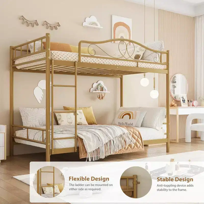 Bunk Bed Twin over Twin, Metal Bunk Bed with Safety Guardrail & Ladder, 400 LBS Weight Capacity, Space-Saving, No Box Spring Needed, Easy Assembly