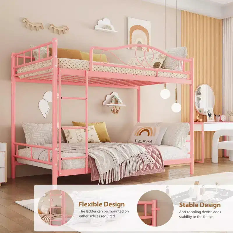 Bunk Bed Twin over Twin, Metal Bunk Bed with Safety Guardrail & Ladder, 400 LBS Weight Capacity, Space-Saving, No Box Spring Needed, Easy Assembly