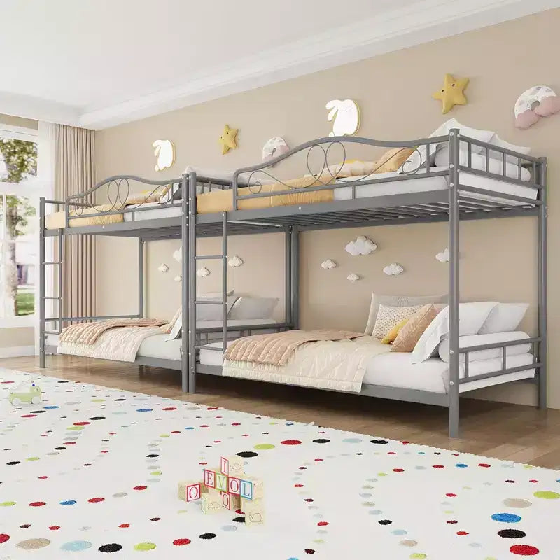 Bunk Bed Twin over Twin, Metal Bunk Bed with Safety Guardrail & Ladder, 400 LBS Weight Capacity, Space-Saving, No Box Spring Needed, Easy Assembly
