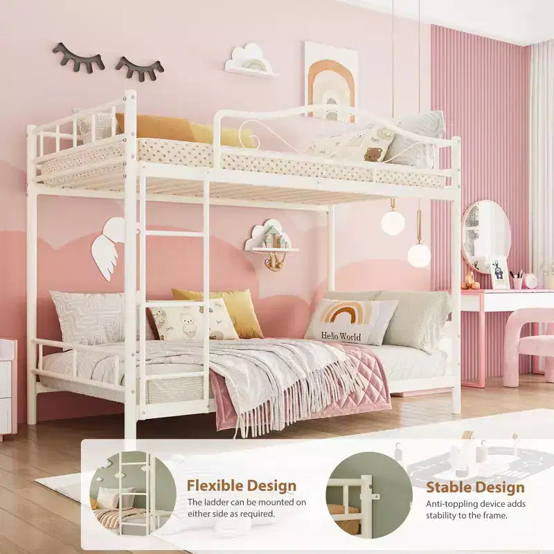 Bunk Bed Twin over Twin, Metal Bunk Bed with Safety Guardrail & Ladder, 400 LBS Weight Capacity, Space-Saving, No Box Spring Needed, Easy Assembly