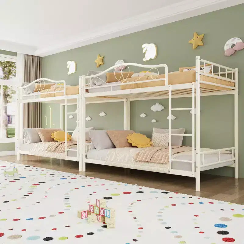 Bunk Bed Twin over Twin, Metal Bunk Bed with Safety Guardrail & Ladder, 400 LBS Weight Capacity, Space-Saving, No Box Spring Needed, Easy Assembly