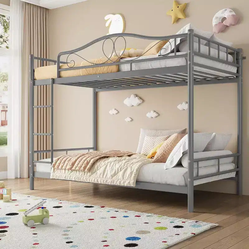 Bunk Bed Twin over Twin, Metal Bunk Bed with Safety Guardrail & Ladder, 400 LBS Weight Capacity, Space-Saving, No Box Spring Needed, Easy Assembly
