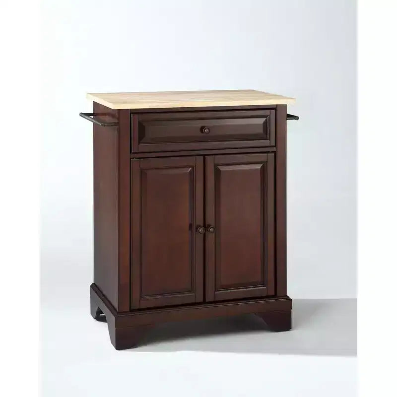 HomeStock Lafayette Granite Top Small Portable Rolling Kitchen Island Storage Cart, Microwave Stand, Black