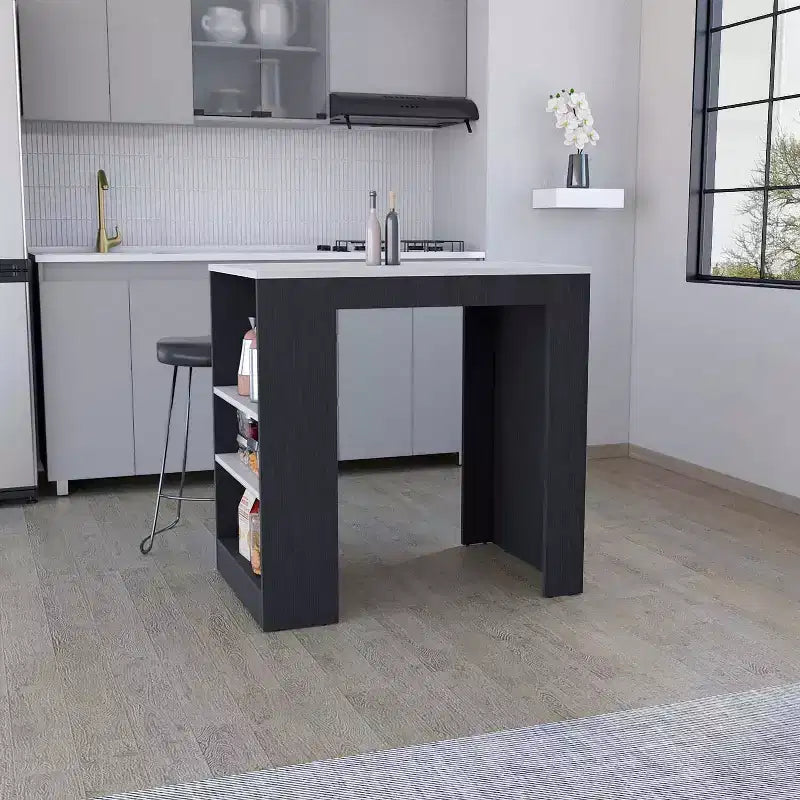 HomeStock 36 in.H Wood Composite Kitchen Islands for Modular Kitchen with 3 Shelves