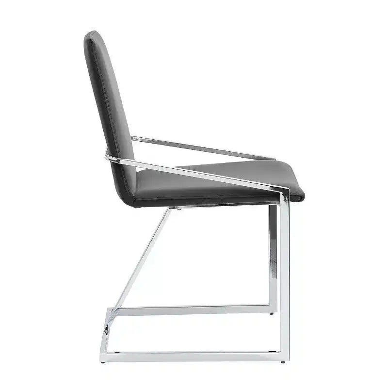 Royal Hampton 23 Inch Side Dining Chair Set of 2, Gray Velvet, Modern Chrome Metal Base