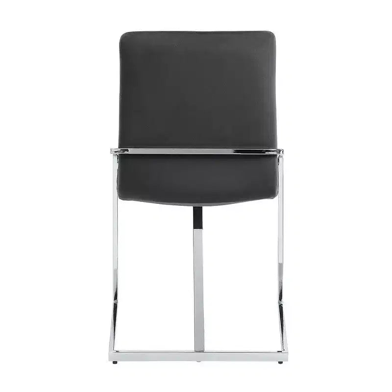Royal Hampton 23 Inch Side Dining Chair Set of 2, Gray Velvet, Modern Chrome Metal Base