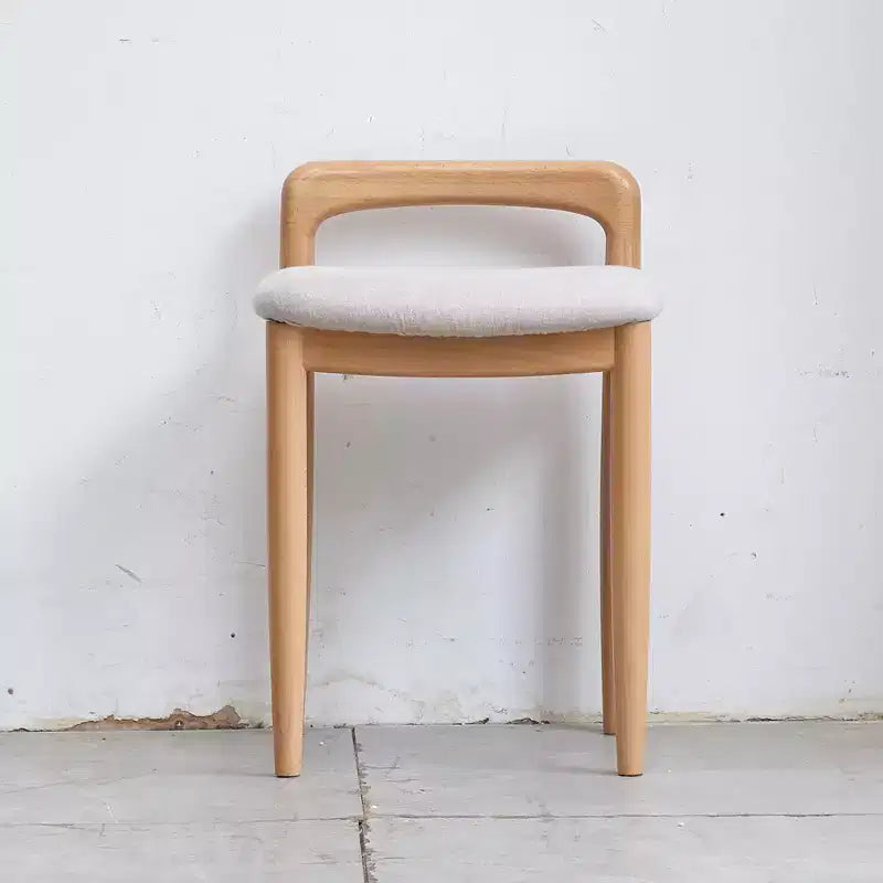 GDFStudio Kade Modern Oak Wood Upholstered Make-Up Stool