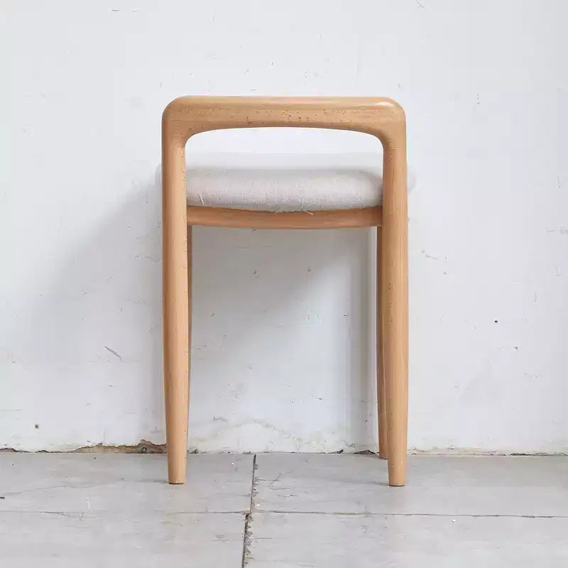 GDFStudio Kade Modern Oak Wood Upholstered Make-Up Stool