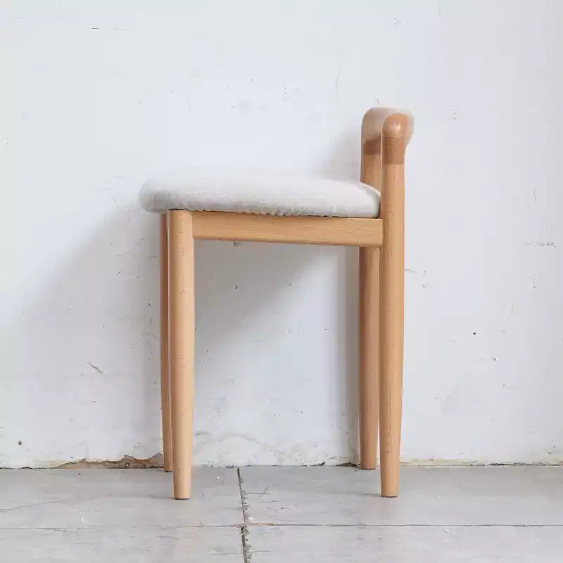 GDFStudio Kade Modern Oak Wood Upholstered Make-Up Stool