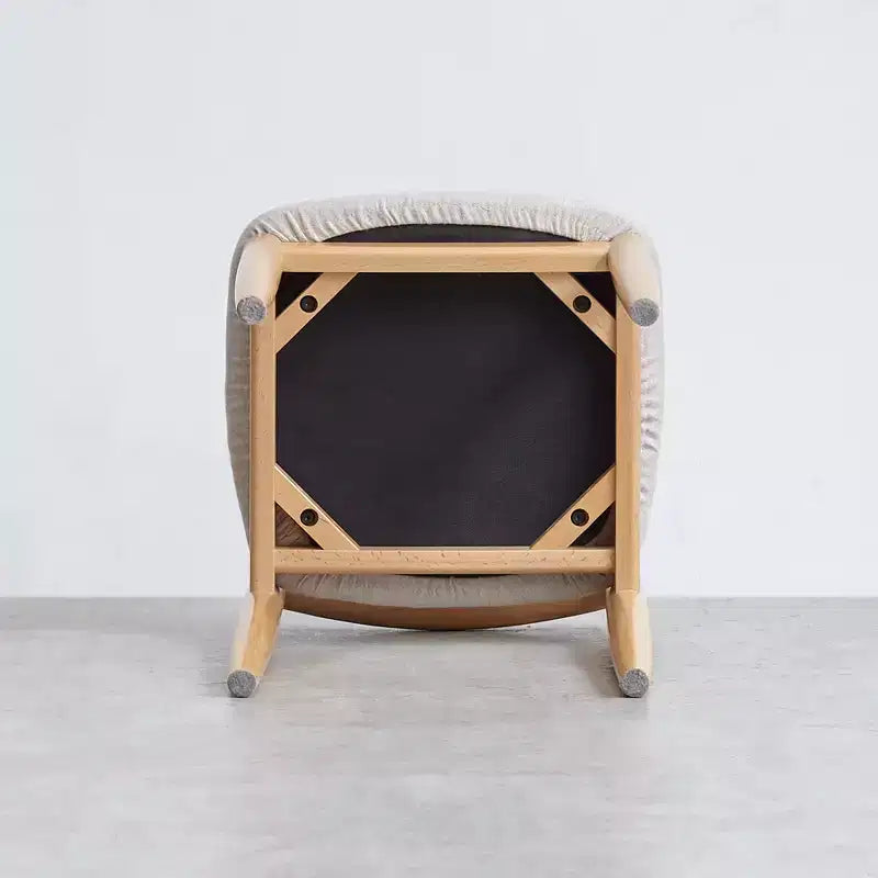 GDFStudio Kade Modern Oak Wood Upholstered Make-Up Stool