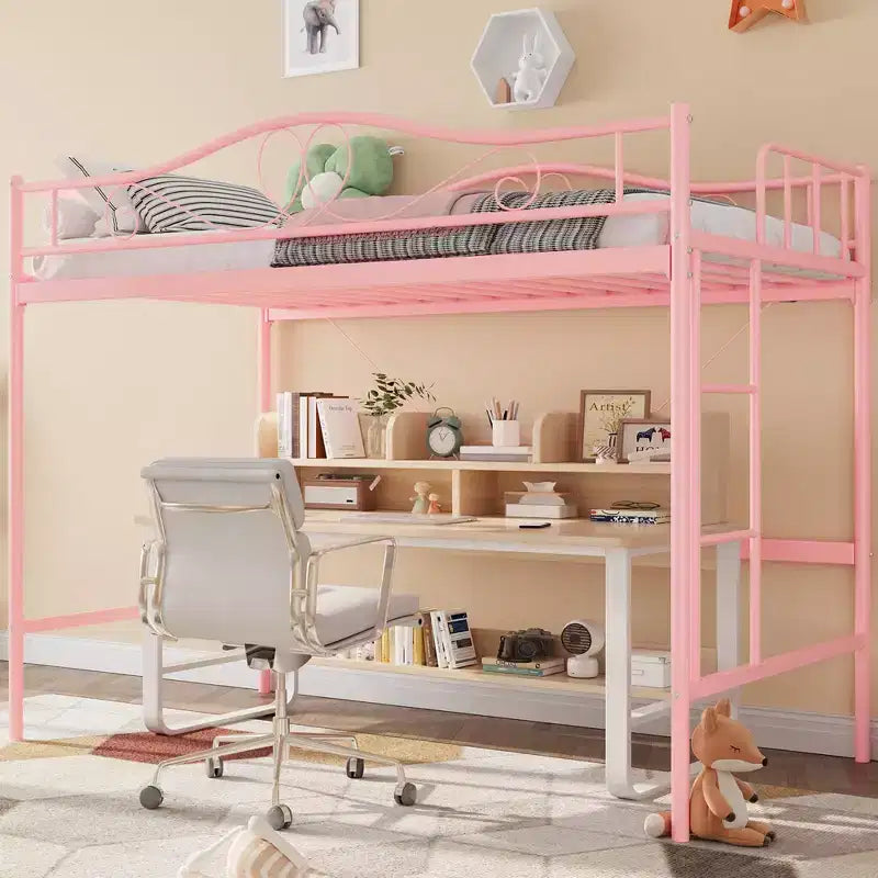 Heavy Duty Twin Loft Bed, 400 Lbs Capacity Metal Frame with Ladder & Guardrail, Space-Saving Design, No Box Spring Needed, Noise-Free, Easy Assembly
