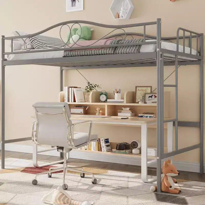 Heavy Duty Twin Loft Bed, 400 Lbs Capacity Metal Frame with Ladder & Guardrail, Space-Saving Design, No Box Spring Needed, Noise-Free, Easy Assembly