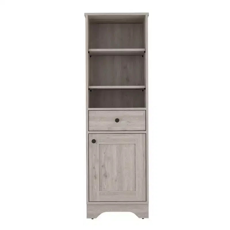 Okak 56 Inch Tall Bathroom Storage Cabinet, Slim Storage Cabinet with 2 Open Shelves and 1 Drawer