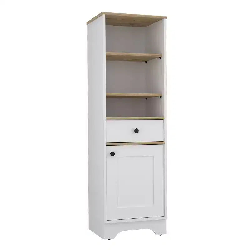 Okak 56 Inch Tall Bathroom Storage Cabinet, Slim Storage Cabinet with 2 Open Shelves and 1 Drawer