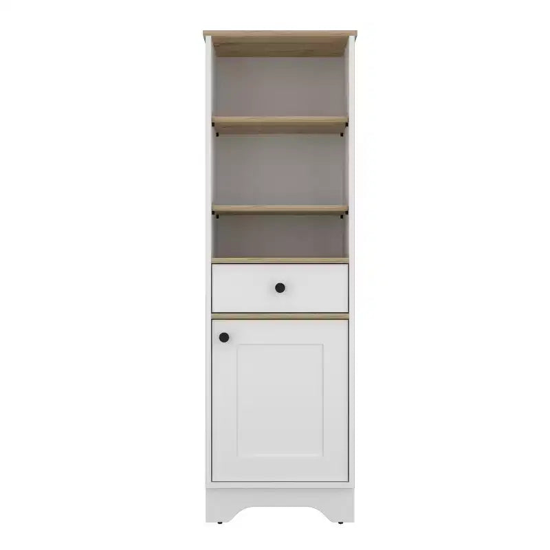 Okak 56 Inch Tall Bathroom Storage Cabinet, Slim Storage Cabinet with 2 Open Shelves and 1 Drawer