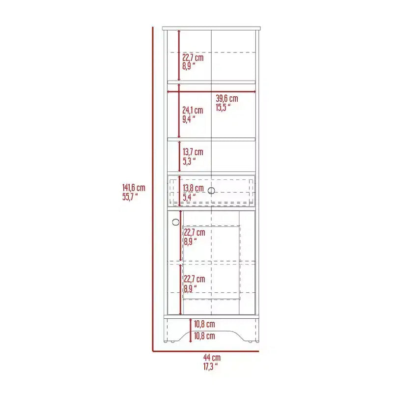 Okak 56 Inch Tall Bathroom Storage Cabinet, Slim Storage Cabinet with 2 Open Shelves and 1 Drawer