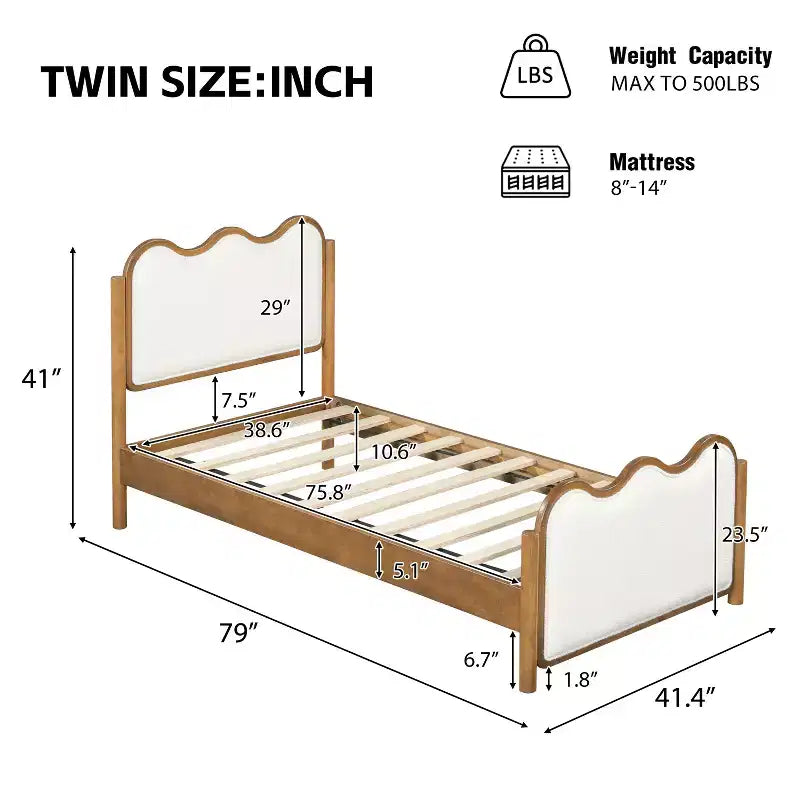 Christopher Knight Home Nysa Modern Bed Frame with Boucle Upholstered Wavy Headboard