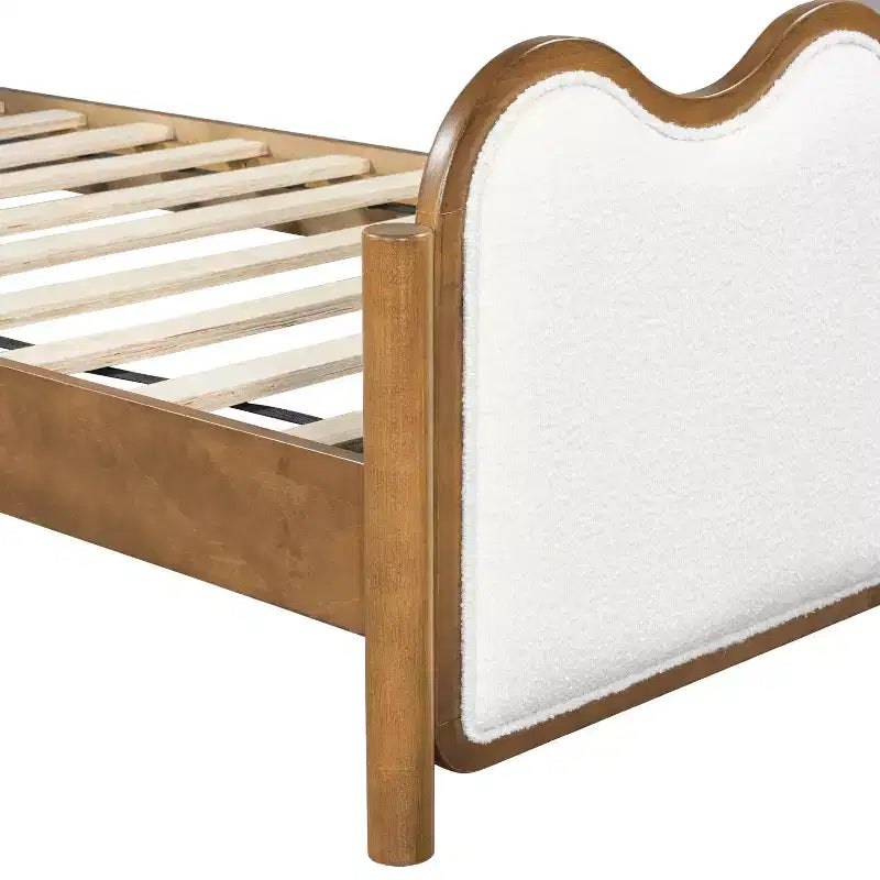 Christopher Knight Home Nysa Modern Bed Frame with Boucle Upholstered Wavy Headboard