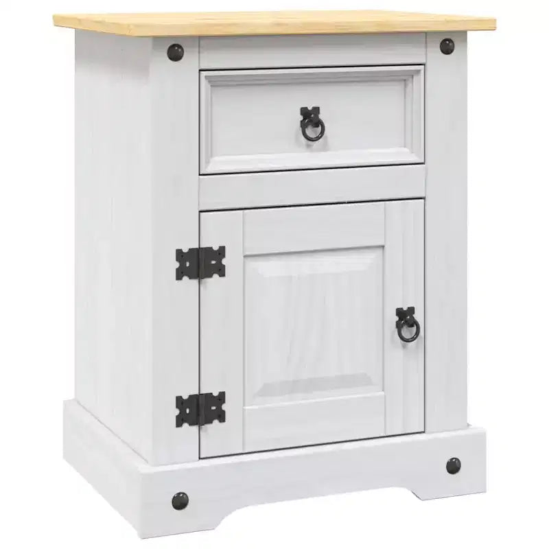 Bedside Cabinet White body and brown top Solid pine wood