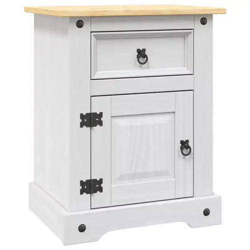 Bedside Cabinet White body and brown top Solid pine wood