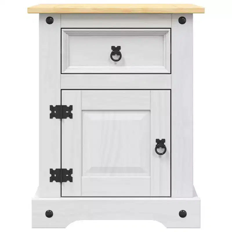 Bedside Cabinet White body and brown top Solid pine wood