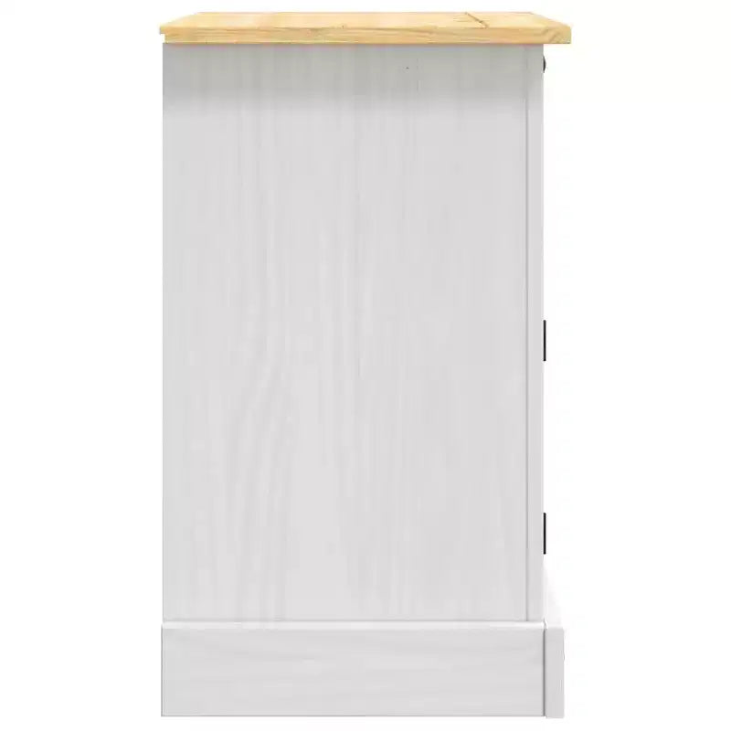 Bedside Cabinet White body and brown top Solid pine wood