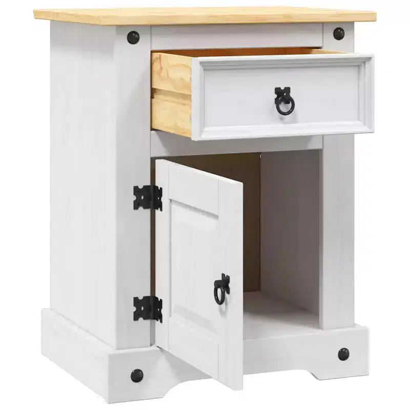 Bedside Cabinet White body and brown top Solid pine wood