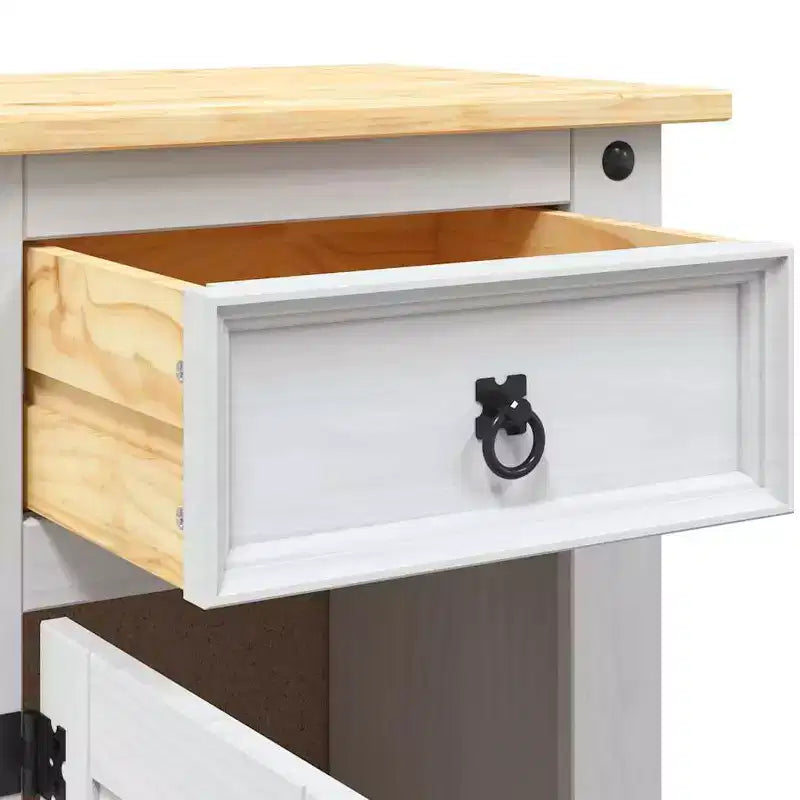 Bedside Cabinet White body and brown top Solid pine wood