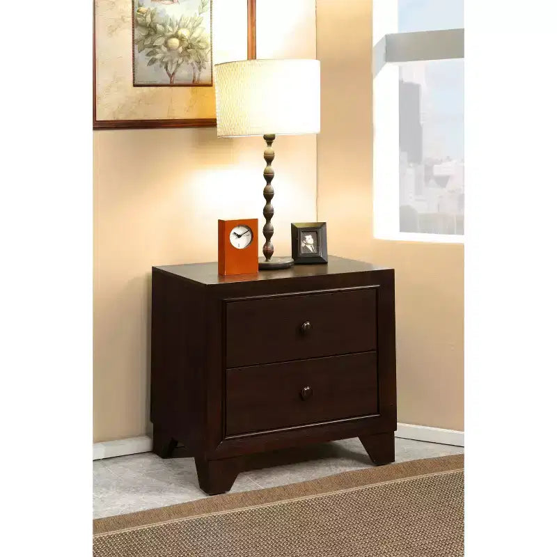 Royal Hampton Night Stand with Two Drawer , Espresso Brown