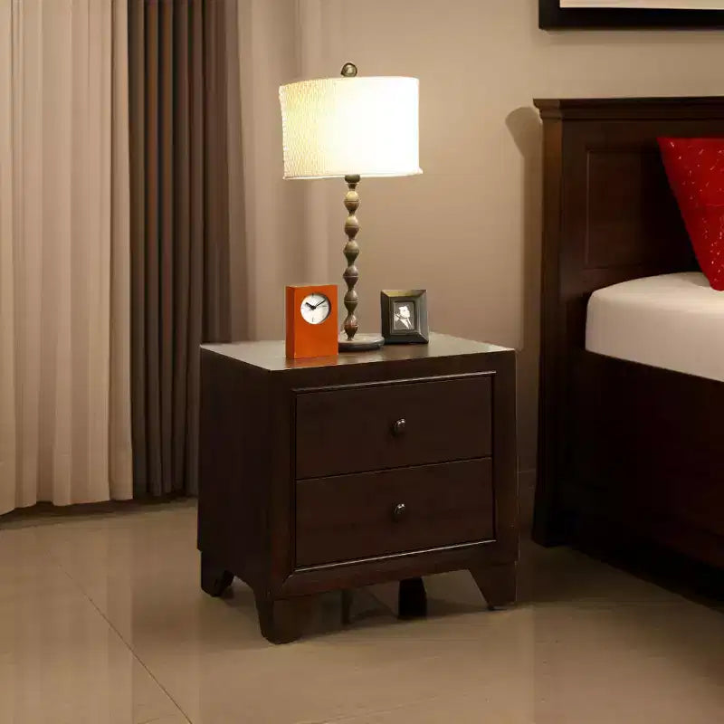 Royal Hampton Night Stand with Two Drawer , Espresso Brown