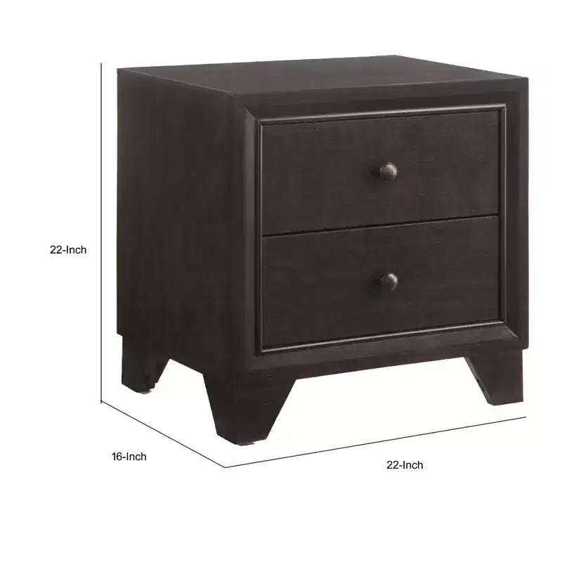 Royal Hampton Night Stand with Two Drawer , Espresso Brown