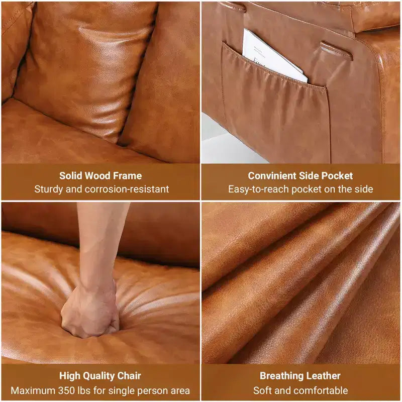 COZONY Leather Power Lift Recliner Chair for Elderly, 22 Wide Lift Assist Recliner with Heat & Massage, Side Pockets & Cup Holders for Living Room