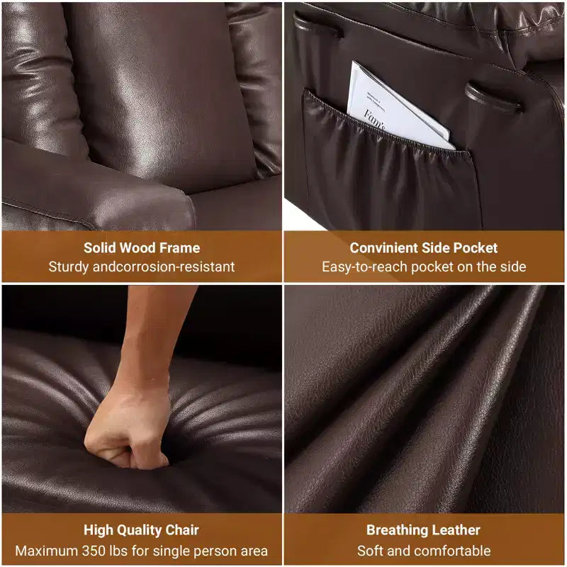 COZONY Leather Power Lift Recliner Chair for Elderly, 22 Wide Lift Assist Recliner with Heat & Massage, Side Pockets & Cup Holders for Living Room