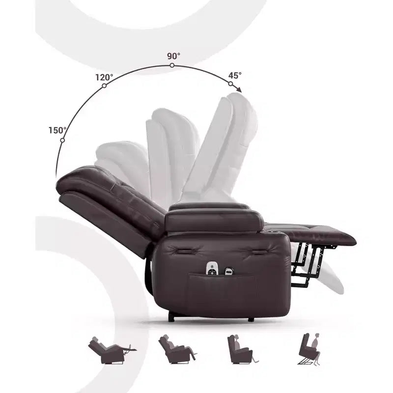 COZONY Leather Power Lift Recliner Chair for Elderly, 22 Wide Lift Assist Recliner with Heat & Massage, Side Pockets & Cup Holders for Living Room