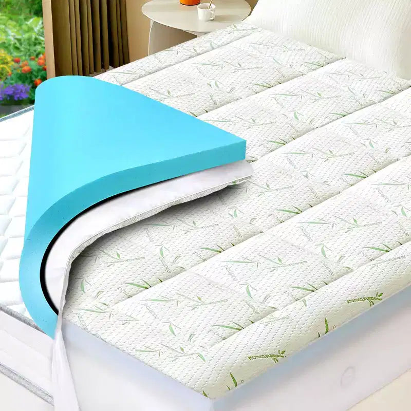 MAYEERTY 2 Inch Cool Pillow Top Mattress Double Layer Gel Memory Foam Medium Firm Back Pain Relief