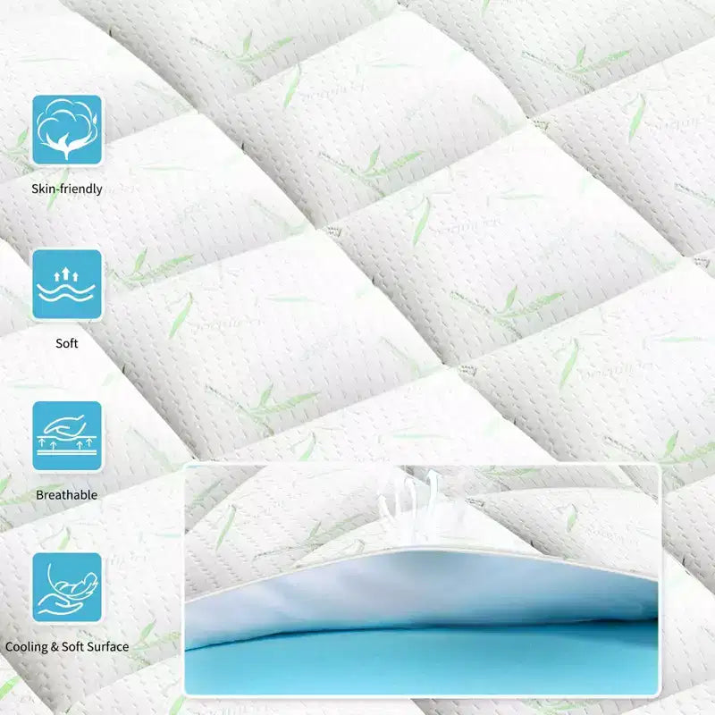 MAYEERTY 2 Inch Cool Pillow Top Mattress Double Layer Gel Memory Foam Medium Firm Back Pain Relief