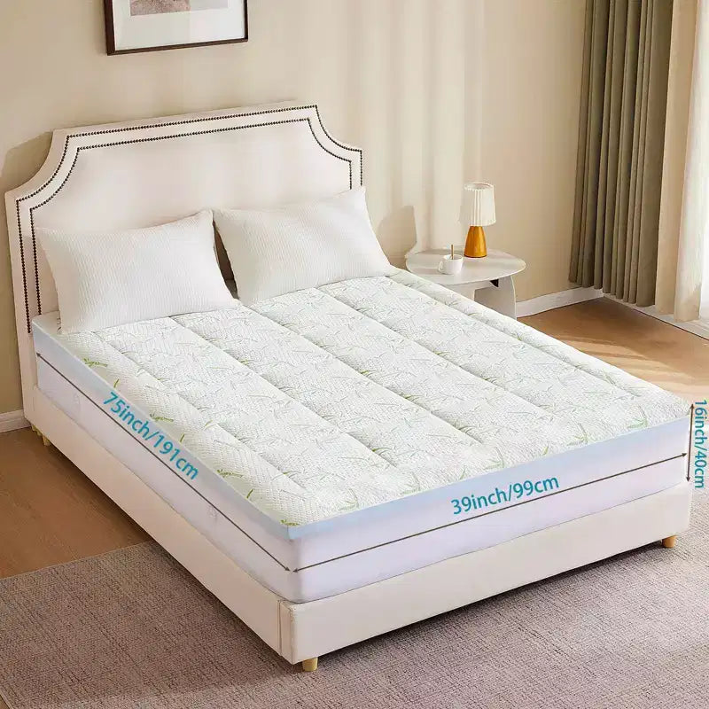 MAYEERTY 2 Inch Cool Pillow Top Mattress Double Layer Gel Memory Foam Medium Firm Back Pain Relief