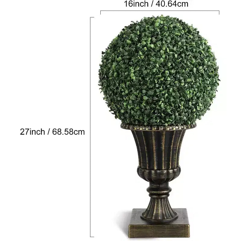 Acekool LED Boxwood Topiary Ball, 40 Lights, UV Resistant, Waterproof, Remote, Pot Base, Easy Assembly for Porch, Balcony, Garden, 2ps