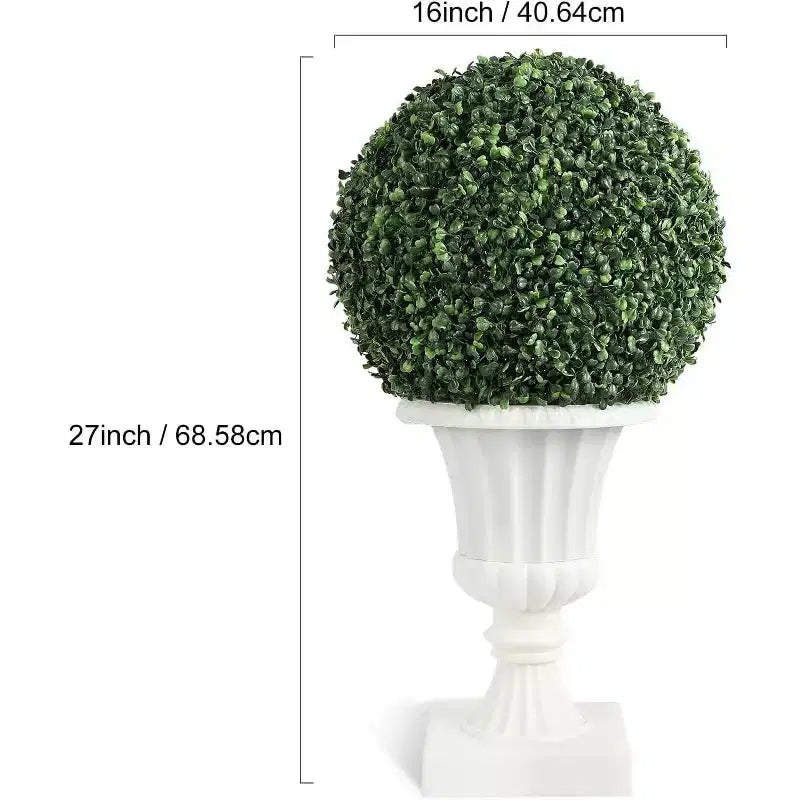 Acekool LED Boxwood Topiary Ball, 40 Lights, UV Resistant, Waterproof, Remote, Pot Base, Easy Assembly for Porch, Balcony, Garden, 2ps