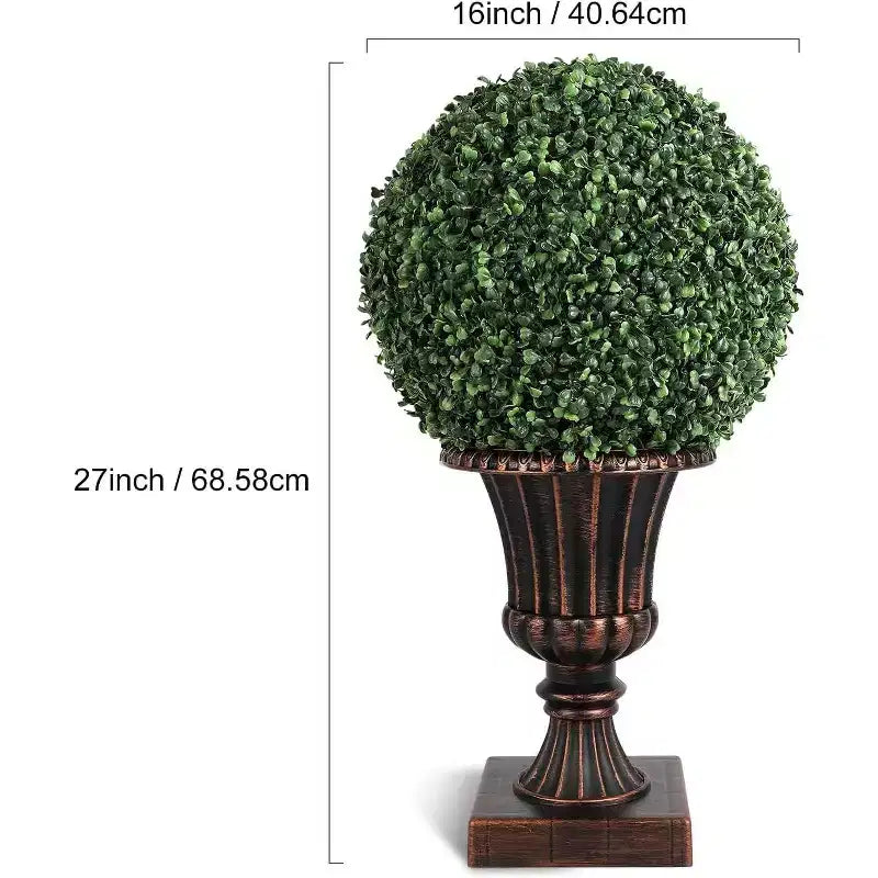 Acekool LED Boxwood Topiary Ball, 40 Lights, UV Resistant, Waterproof, Remote, Pot Base, Easy Assembly for Porch, Balcony, Garden, 2ps