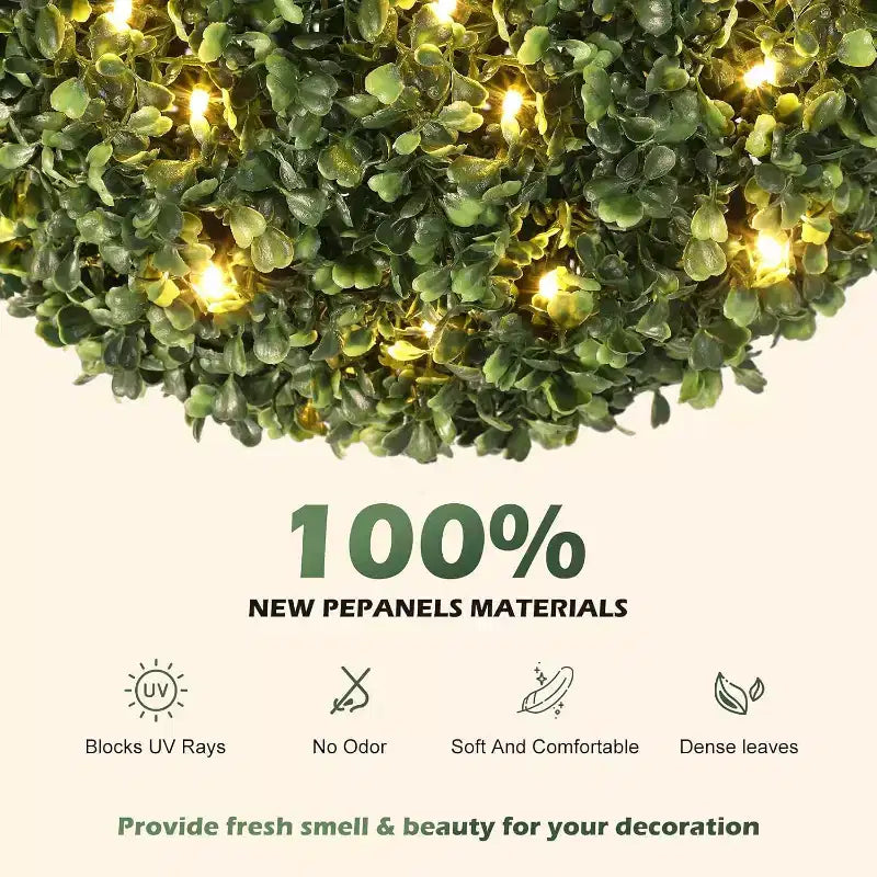 Acekool LED Boxwood Topiary Ball, 40 Lights, UV Resistant, Waterproof, Remote, Pot Base, Easy Assembly for Porch, Balcony, Garden, 2ps