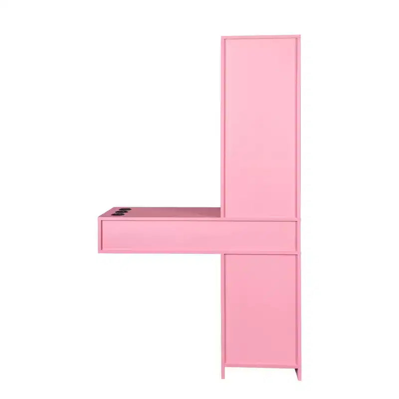 Barber Salon Work Station, Modern Compact Salon Station, Barber Supplies Organizer Cabinet, Makeup Table with Mass Storage, Barber Stations