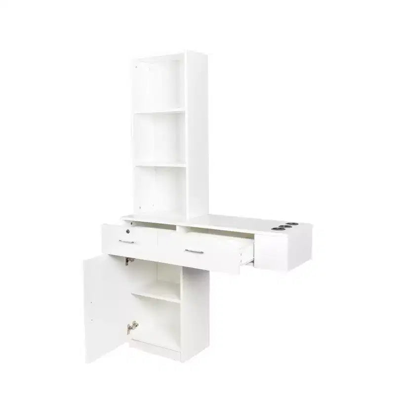 Barber Salon Work Station, Modern Compact Salon Station, Barber Supplies Organizer Cabinet, Makeup Table with Mass Storage, Barber Stations
