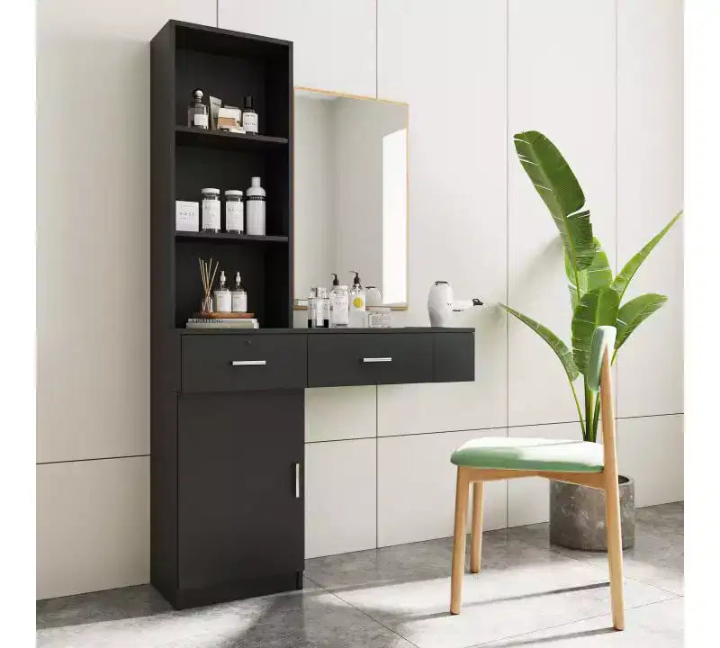 Barber Salon Work Station, Modern Compact Salon Station, Barber Supplies Organizer Cabinet, Makeup Table with Mass Storage, Barber Stations