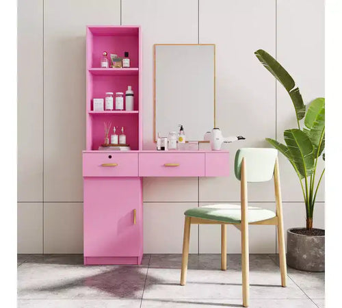 Barber Salon Work Station, Modern Compact Salon Station, Barber Supplies Organizer Cabinet, Makeup Table with Mass Storage, Barber Stations